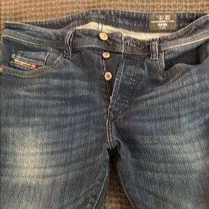 Diesel Blue Slim Jeans with Vintage Distressing